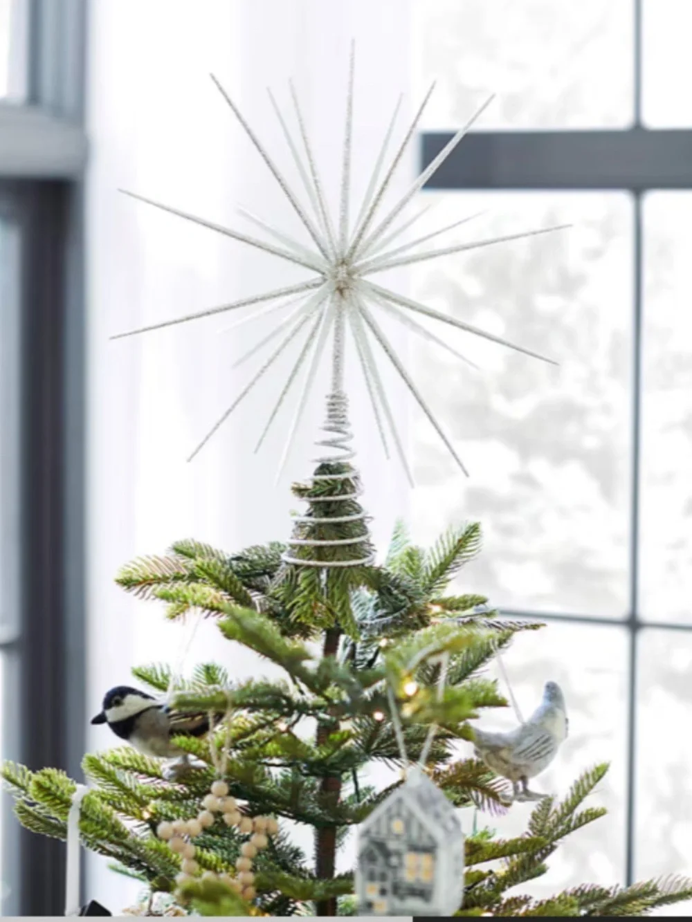 Crate&Barrel Silver Starburst Sculpture Tree Topper
